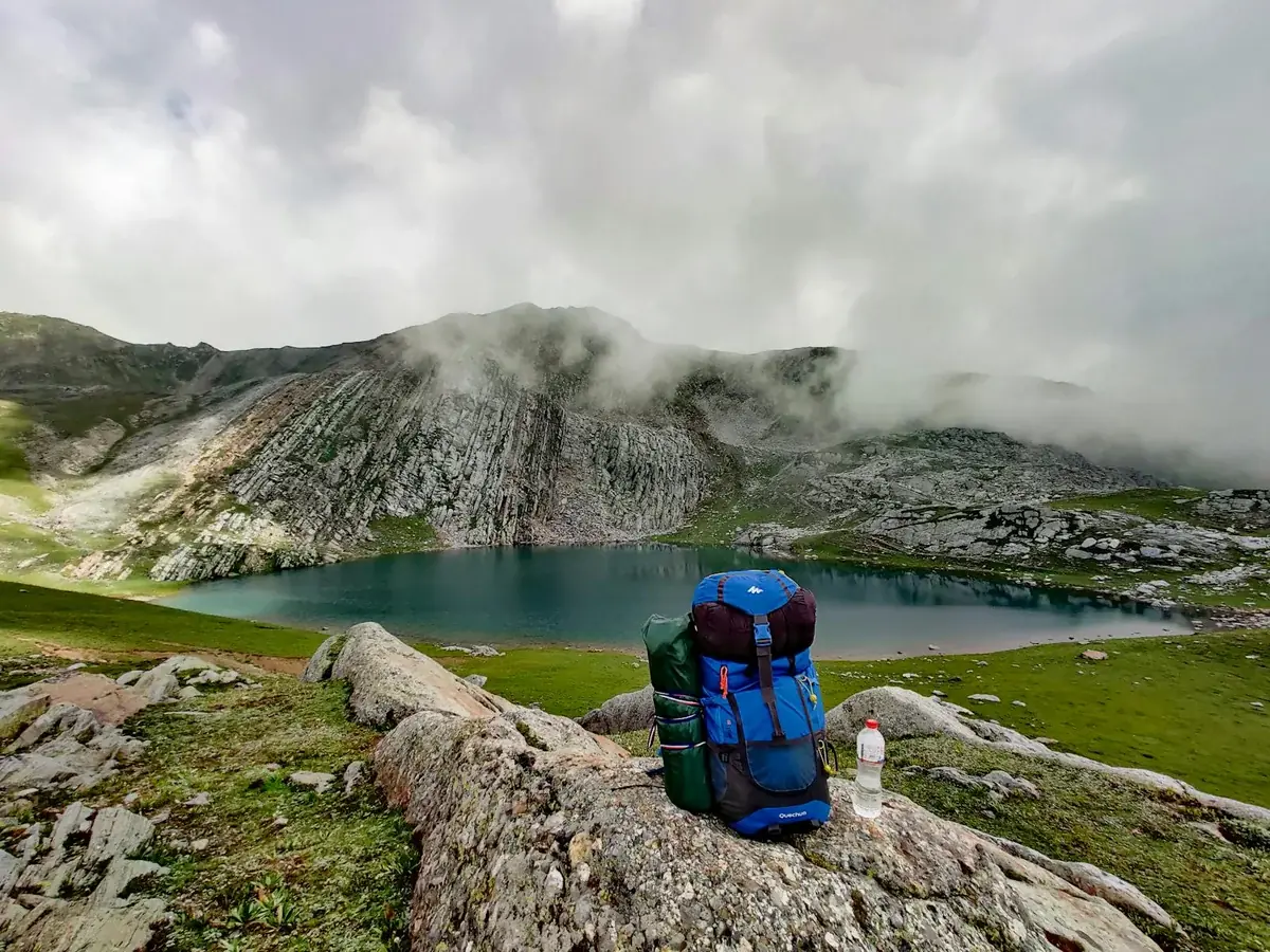 Mountain landscape with lake in the background