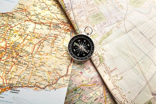 Map and compass for planning evacuation routes