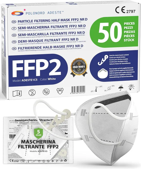 N95/FFP2-Equivalent CE Masks Pack 50 Units